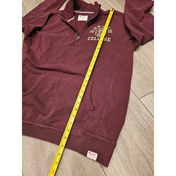Champion Boston College Maroon 1/4 Zip Heavy Sweatshirt Pullover Sz L - Picture 8 of 10